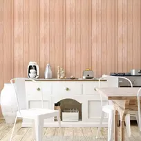 Artgeist Tapetas - Light Wood - Vertical panels in a warm beige shade.