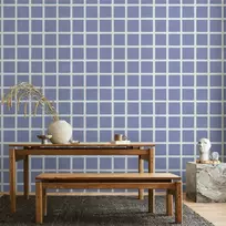 Artgeist Tapetas - Lines and Symmetry - Expressive Baltas Grid on a Mėlyna Background