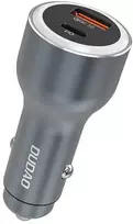 Dudao R4Ultra 120W greito įkrovimo LED automobilinis įkroviklis su maitinimo šaltiniu USB-A USB-C – pilkas