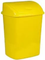 V Part Šiukšliadėžė, V formos, geltona, plastikinė, 26 l, su atlenkiamu dangčiu, paruošta montuoti prie sienos