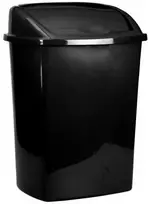 V Part Šiukšliadėžė, V formos, juoda, plastikinė, 26 l, su atlenkiamu dangčiu, paruošta montuoti prie sienos