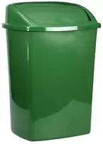 Šiukšliadėžė V-Part, tamsiai žalia, plastikinė, 15 l, su atlenkiamu dangčiu
