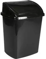 V Part Šiukšliadėžė, V formos, juoda, plastikinė, 8 l, su atlenkiamu dangčiu, paruošta montuoti prie sienos