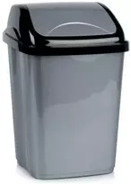 Šiukšlių dėžė plastikinė 16 l pilka su pakeliamu dangčiu