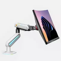 Blow F6-XE Pearl Baltas RGB foninio apšvietimo žaidimų tvirtas stalo laikiklis dideliems monitoriams 32–60 colių
