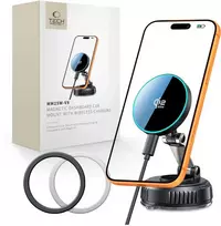 Tech-Protect mm25W-V8 QI2.2 Magnetic MagSafe WINDSHIELD & DASHBOARD automobilinis telefono laikiklis belaidis įkroviklis 25W juodos spalvos
