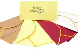 Vokas su kortele 'Gražaus jubiliejaus 50' 19x9,5 cm, 190 g - Tamsiai raudona