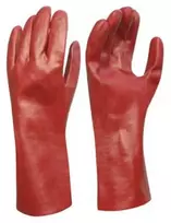 SG Megztos pirštinės su visiška PVC danga 10 dydis/35cm raudonos