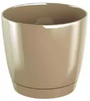 Dekoratyv. gėlių vazonas su padėklu Coubi Round P Ø28cm H26.2cm plastikinis/rudas
