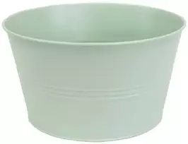 Dekoratyvinis lėkštas gėlių vazonas Ø25cm H14cm metalinis/švies.žalias