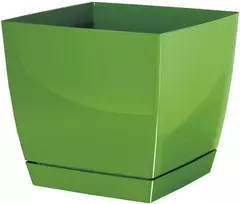 Dekoratyvinis gėlių vazonas su padėklu Coubi Square P 21x21x19.2cm plastikinis/žalias