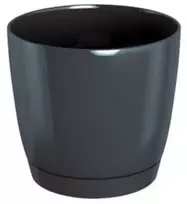 Dekoratyv. gėlių vazonas su padėklu Coubi Round P Ø24cm H22cm plastikinis/t.pilkas