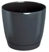 Dekoratyv. gėlių vazonas su padėklu Coubi Round P Ø21cm H19.3cm plastikinis/t.pilkas