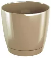 Dekoratyv. gėlių vazonas su padėklu Coubi Round P Ø10cm H9.2cm plastikinis/rudas