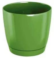 Dekoratyv. gėlių vazonas su padėklu Coubi Round P Ø12cm H11cm plastikinis/žalias