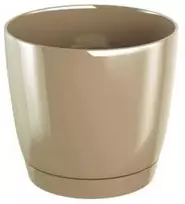 Dekoratyv. gėlių vazonas su padėklu Coubi Round P Ø13.5cm H12.4cm plastikinis/rudas
