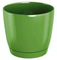 Dekoratyv. gėlių vazonas su padėklu Coubi Round P Ø13.5cm H12.4cm plastikinis/žalias