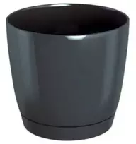 Dekoratyv. gėlių vazonas su padėklu Coubi Round P Ø15.5cm H14.2cm plastikinis/t.pilkas
