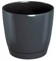 Dekoratyv. gėlių vazonas su padėklu Coubi Round P Ø13.5cm H12.4cm plastikinis/t.pilkas
