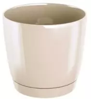 Dekoratyv. gėlių vazonas su padėklu Coubi Round P Ø13.5cm H12.4cm plastik./kreminės s.