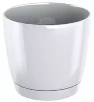Dekoratyv. gėlių vazonas su padėklu Coubi Round P Ø15.5cm H14.2cm plastikinis/baltas