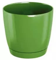 Dekoratyv. gėlių vazonas su padėklu Coubi Round P Ø15.5cm H14.2cm plastikinis/žalias