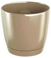 Dekoratyv. gėlių vazonas su padėklu Coubi Round P Ø21cm H19.3cm plastikinis/rudas