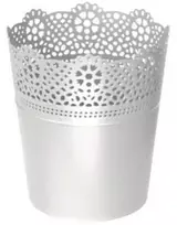 Prosperplast Dekoratyvinis gėlių vazonas Lace D16cm/H18.5cm baltas/plastikinis