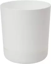Dekoratyvinis gėlių vazonas su padėklu Satina Ø13cm H14.6cm plastikinis/baltas