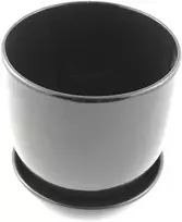 Dekoratyvinis gėlių vazonas su padėklu D15cm H14cm keram./antracito sp.
