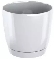Dekoratyv. gėlių vazonas su padėklu Coubi Round P Ø18cm H16.5cm plastikinis/baltas