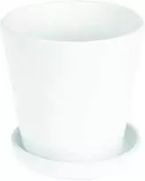 Dekoratyvinis gėlių vazonas su padėklu D17cm/H15.5cm baltas/keraminis