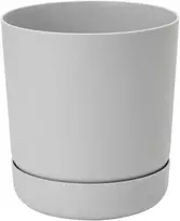 Dekoratyvinis gėlių vazonas su padėklu Satina Ø17cm H19cm plastikinis/pilkas