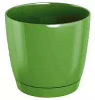 Dekoratyv. gėlių vazonas su padėklu Coubi Round P Ø21cm H19.3cm plastikinis/žalias