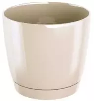 Dekoratyv. gėlių vazonas su padėklu Coubi Round P Ø24cm H22cm plastik./kreminės s.