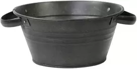 Negilus gėlių vazonas su rankenomis Ø23cm H11cm metalinis/juodas