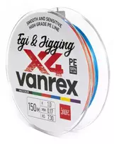 Pintas valas Vanrex Egi&Jigging X4 Braid Lucky John 0.17mm/150m Multi Color