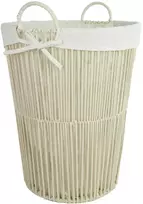 Pintas medžiag.krepšys su pamušalu ir rankenomis FYD Ø40xH50cm/pagr.Ø30cm baltas