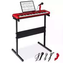 Promotions Vaikiška pianino klaviatūra, 61 klavišo skaitmeninis instrumentas, raudona, reguliuojamas stovas