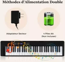 Promotions Sulankstoma pianino klaviatūra 94x22x6 cm juoda, elektroninis instrumentas