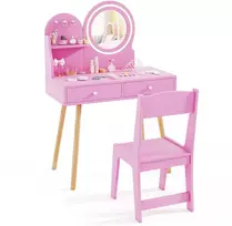 Promotions Vaikiškas kosmetinis staliukas su kėdute, 70x34,3x101,6 cm, rožinė, MDF