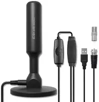Zenwire Qoltec Wewnętrzna Antena TV DVB-T2 ze wzmacniaczem sygnału i magnetyczną podstawą | 4K | 28dBi | 5m