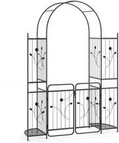 Promotions Sodo arka su varteliais ir vazonų lentynomis, 163x50x220 cm, juoda, metalas