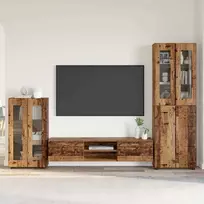 TV spintelių komplektas su stalčių FLORIN 3 pcs Senas medis