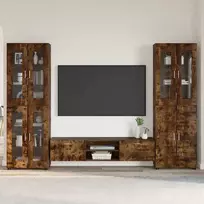 TV spintelių komplektas su stalčių FLORIN 3 pcs Rūkyta ąžuolas
