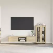 TV spintelių komplektas su stalčių FLORIN 3 pcs Sonoma ąžuolas