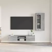 TV spintelių komplektas su stalčių FLORIN 3 pcs Pilkas Sonoma