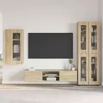 TV spintelių komplektas su stalčių FLORIN 3 pcs Sonoma ąžuolas