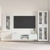 TV spintelių komplektas FLORIN 3 pcs Aukštai blizganti balta