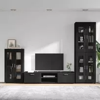 TV spintelių komplektas FLORIN 3 pcs Juoda Apdirbta mediena